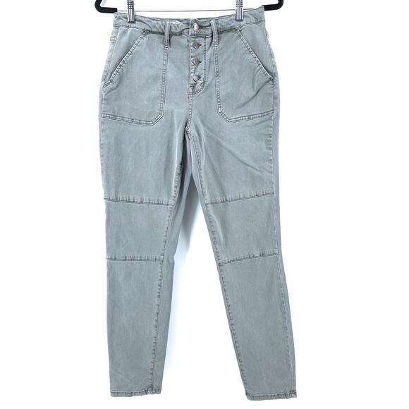 Mossimo Women Lt Gray Green Moto Button Fly Flap Pocket Super Stretch Jegging 10 - Picture 2 of 11